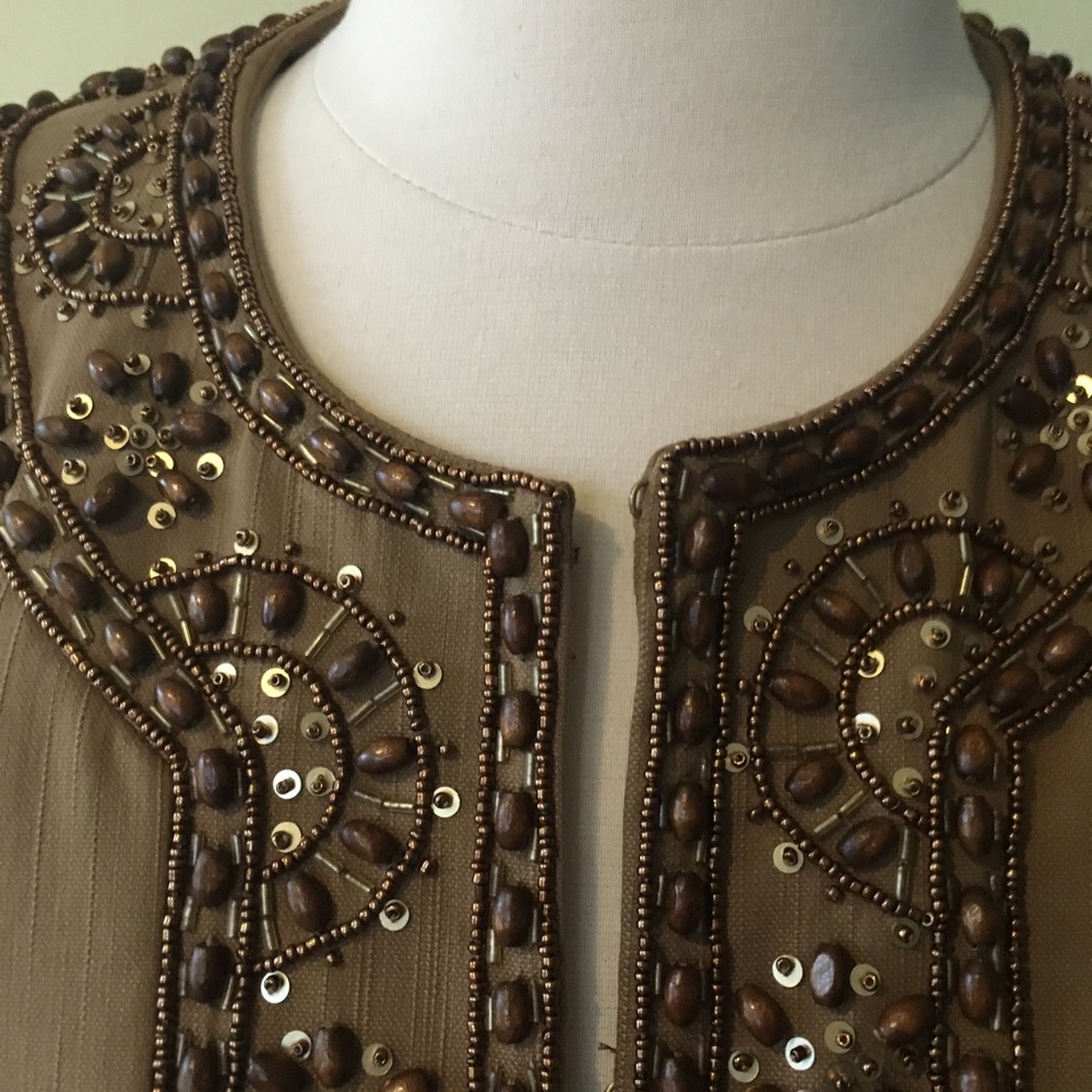 Doncaster Women's Bead Sequin Jacket Gold Brown 8